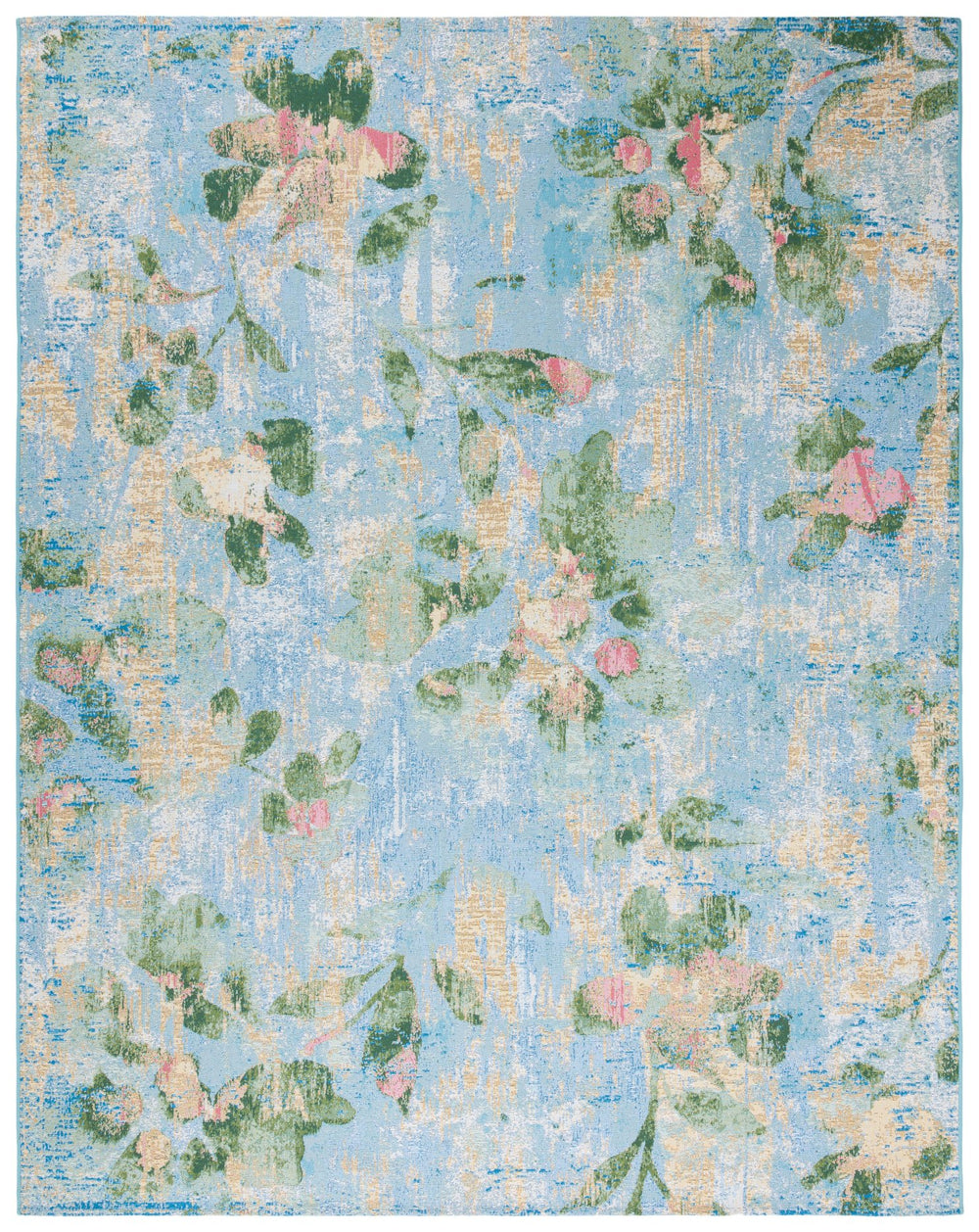 Safavieh Barbados Indoor/Outdoor Area Rug - Serene Floral Design, Durable & Eco-friendly For Elegant Spaces Light Blue ,Green 76% Polypropylene,23% Polyester,1% Backing Material Bar522m-9