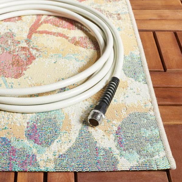 Safavieh Barbados Area Rug: Stylish Botanical Design For Indoor & Outdoor Spaces, Durable & Eco-friendly Charm Beige ,Red 76% Polypropylene,23% Polyester,1% Backing Material Bar525b-9