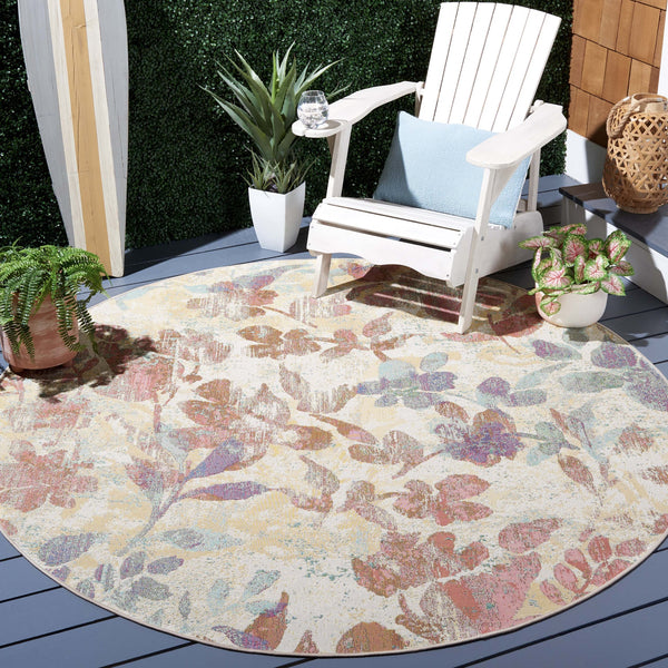 Safavieh Barbados Area Rug: Stylish Botanical Design For Indoor & Outdoor Spaces, Durable & Eco-friendly Charm Beige ,Red 76% Polypropylene,23% Polyester,1% Backing Material Bar525b-9