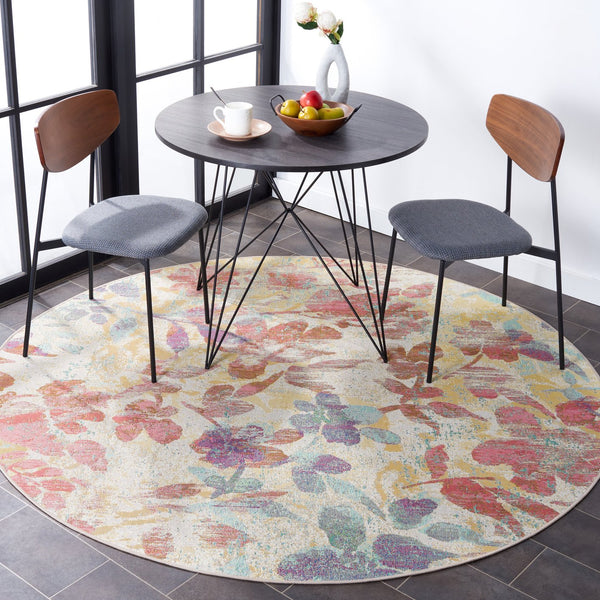 Safavieh Barbados Area Rug: Stylish Botanical Design For Indoor & Outdoor Spaces, Durable & Eco-friendly Charm Beige ,Red 76% Polypropylene,23% Polyester,1% Backing Material Bar525b-9