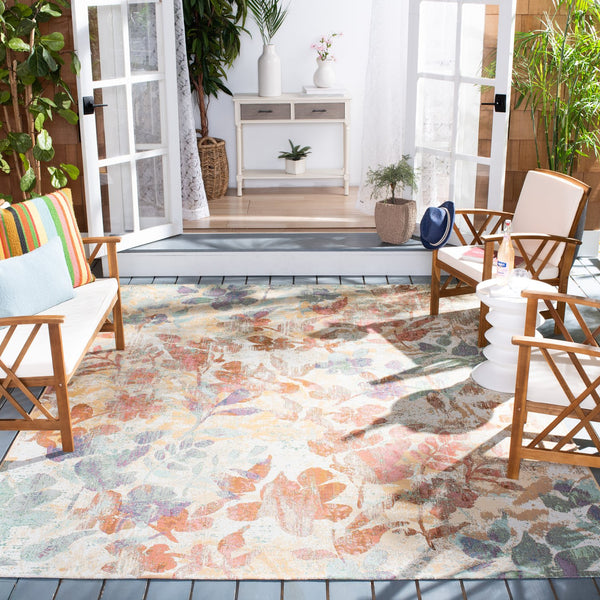 Safavieh Barbados Area Rug: Stylish Botanical Design For Indoor & Outdoor Spaces, Durable & Eco-friendly Charm Beige ,Red 76% Polypropylene,23% Polyester,1% Backing Material Bar525b-9