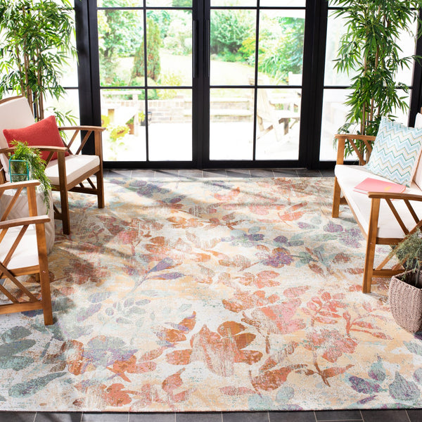 Safavieh Barbados Area Rug: Stylish Botanical Design For Indoor & Outdoor Spaces, Durable & Eco-friendly Charm Beige ,Red 76% Polypropylene,23% Polyester,1% Backing Material Bar525b-9