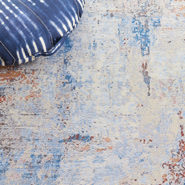 Safavieh Barbados 537 Power Loomed Indoor / Outdoor Rug Ivory / Blue Rust BAR537A-9