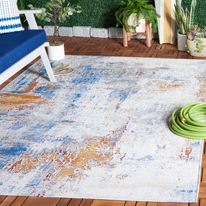 Safavieh Barbados 537 Power Loomed Indoor / Outdoor Rug Ivory / Blue Rust BAR537A-5