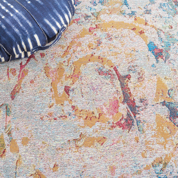 Safavieh Barbados 538 Power Loomed Indoor / Outdoor Rug Light Blue / Yellow Rust BAR538J-9