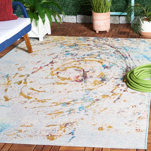Safavieh Barbados 538 Power Loomed Indoor / Outdoor Rug Light Blue / Yellow Rust BAR538J-5