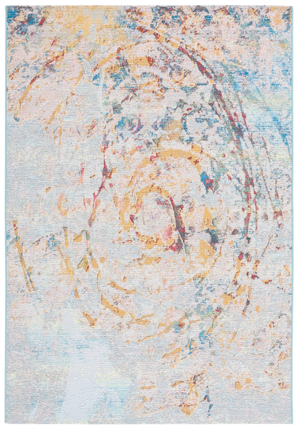 Safavieh Barbados 538 Power Loomed Indoor / Outdoor Rug Light Blue / Yellow Rust BAR538J-5