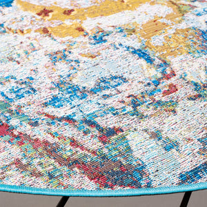 Safavieh Barbados 538 Power Loomed Indoor / Outdoor Rug Light Blue / Yellow Rust BAR538J-7R