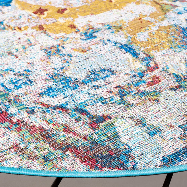 Safavieh Barbados 538 Power Loomed Indoor / Outdoor Rug Light Blue / Yellow Rust BAR538J-7R