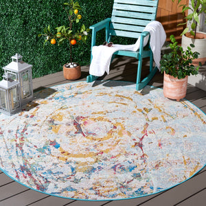 Safavieh Barbados 538 Power Loomed Indoor / Outdoor Rug Light Blue / Yellow Rust BAR538J-7R