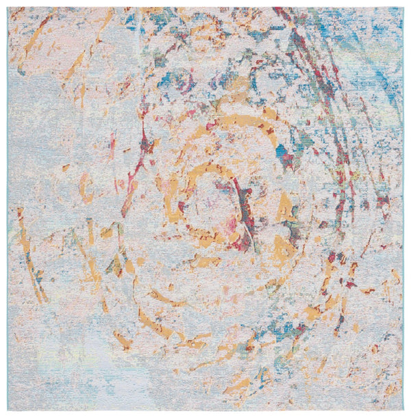 Safavieh Barbados 538 Power Loomed Indoor / Outdoor Rug Light Blue / Yellow Rust BAR538J-7SQ