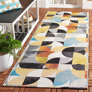 Safavieh Barbados 539 Power Loomed Indoor / Outdoor Rug Ivory Black / Blue Rust BAR539A-9