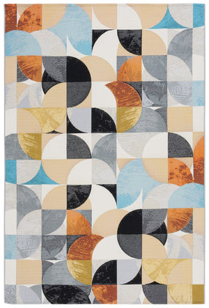 Safavieh Barbados 539 Power Loomed Indoor / Outdoor Rug Ivory Black / Blue Rust BAR539A-9