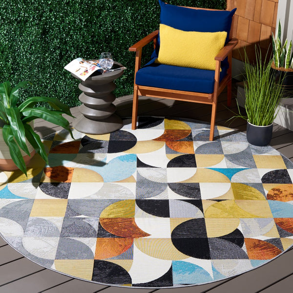 Safavieh Barbados 539 Power Loomed Indoor / Outdoor Rug Ivory Black / Blue Rust BAR539A-7R