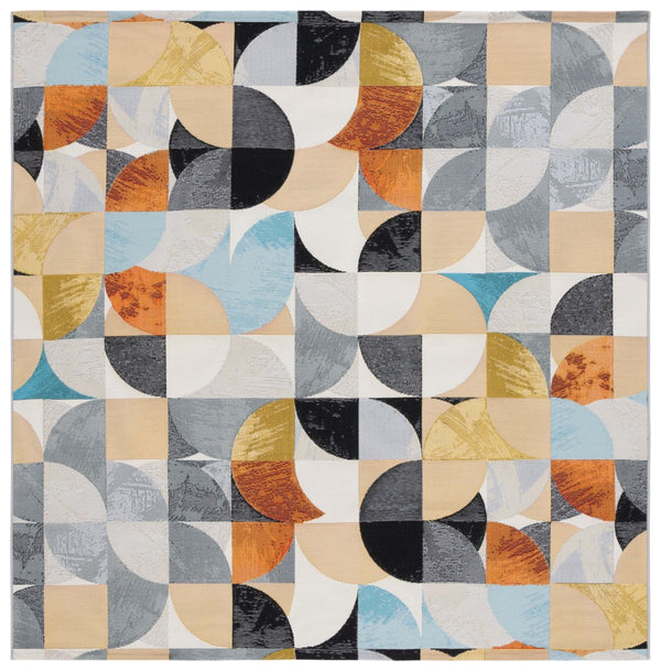 Safavieh Barbados 539 Power Loomed Indoor / Outdoor Rug Ivory Black / Blue Rust BAR539A-7SQ