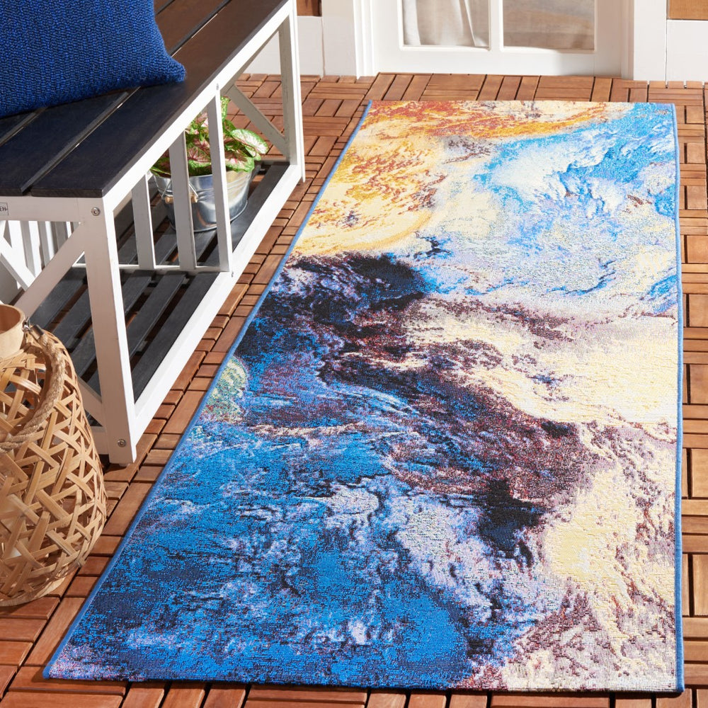 Safavieh Barbados 540 Power Loomed Indoor / Outdoor Rug Blue / Rust Gold BAR540M-28