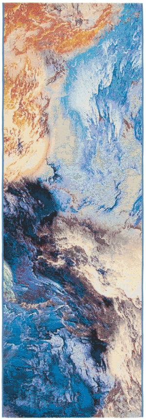 Safavieh Barbados 540 Power Loomed Indoor / Outdoor Rug Blue / Rust Gold BAR540M-28