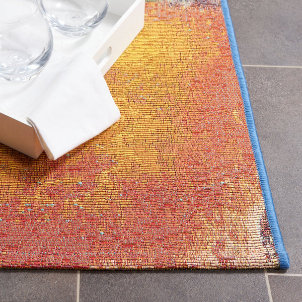 Safavieh Barbados 540 Power Loomed Indoor / Outdoor Rug Blue / Rust Gold BAR540M-9