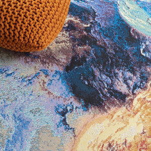 Safavieh Barbados 540 Power Loomed Indoor / Outdoor Rug Blue / Rust Gold BAR540M-9