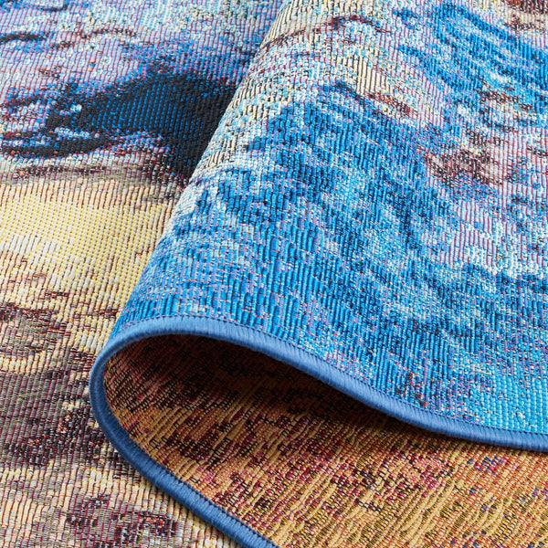 Safavieh Barbados 540 Power Loomed Indoor / Outdoor Rug Blue / Rust Gold BAR540M-9