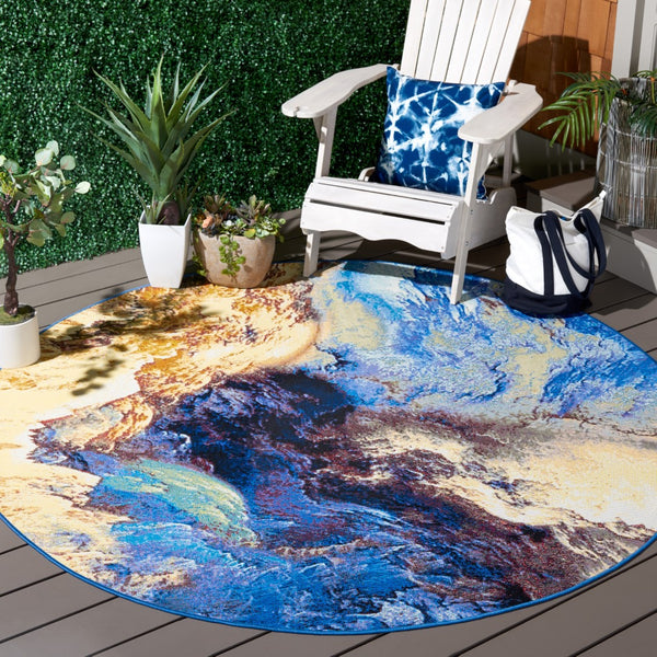 Safavieh Barbados 540 Power Loomed Indoor / Outdoor Rug Blue / Rust Gold BAR540M-7R