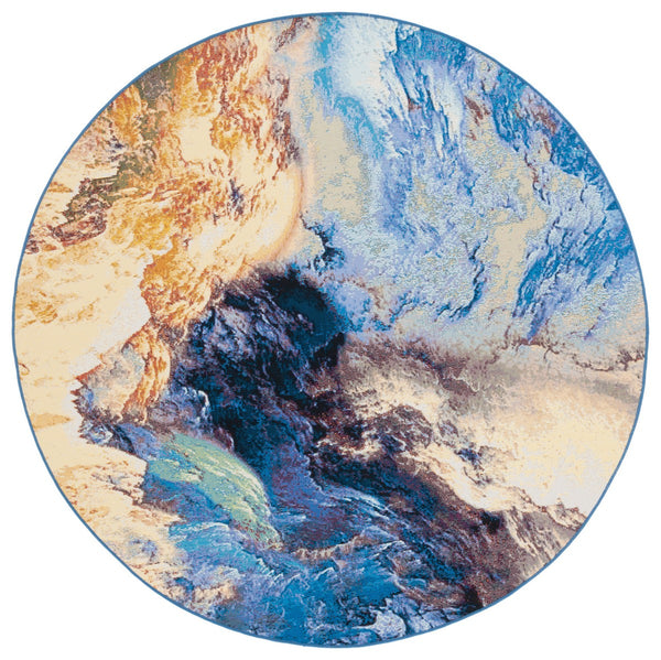 Safavieh Barbados 540 Power Loomed Indoor / Outdoor Rug Blue / Rust Gold BAR540M-9