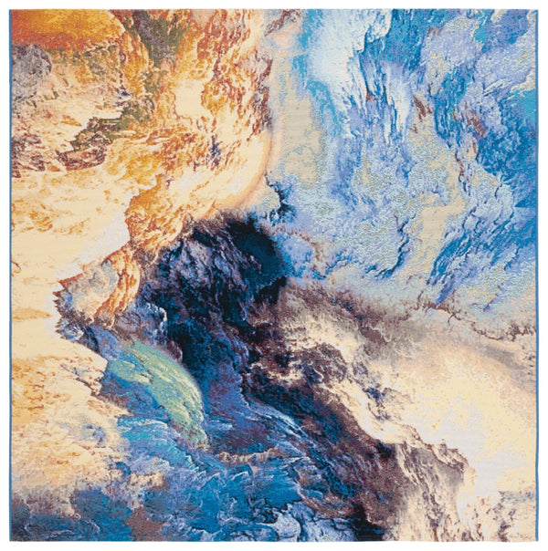 Safavieh Barbados 540 Power Loomed Indoor / Outdoor Rug Blue / Rust Gold BAR540M-7SQ