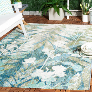 Safavieh Barbados 541 Power Loomed Indoor / Outdoor Rug Blue Green / Ivory BAR541K-5