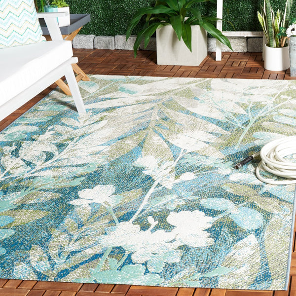 Safavieh Barbados 541 Power Loomed Indoor / Outdoor Rug Blue Green / Ivory BAR541K-5