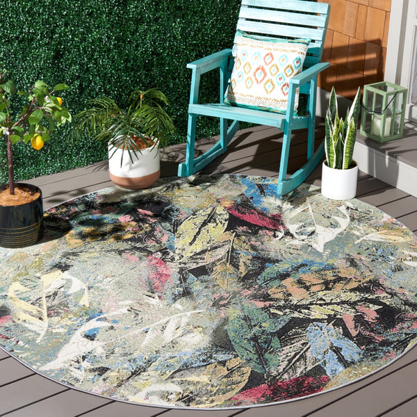 Safavieh Barbados 542 Power Loomed Indoor / Outdoor Rug Black Green / Pink BAR542Y-7R