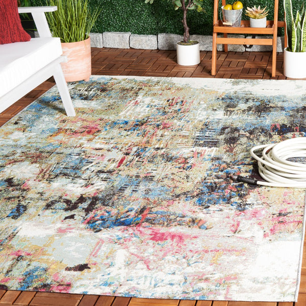 Safavieh Barbados 544 Power Loomed Indoor / Outdoor Rug Green Ivory / Black Rust BAR544Y-5