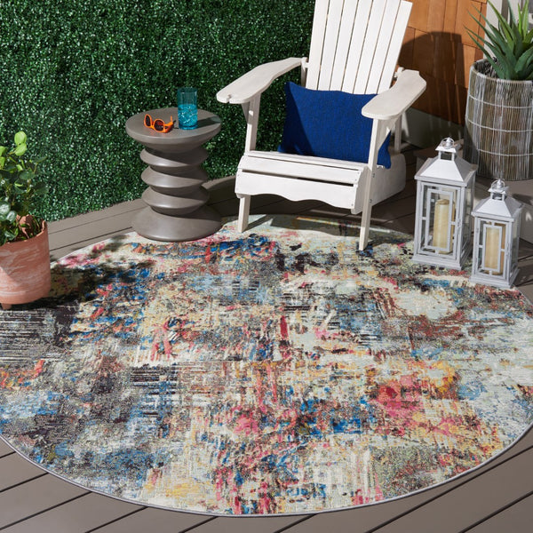 Safavieh Barbados 544 Power Loomed Indoor / Outdoor Rug Green Ivory / Black Rust BAR544Y-7R