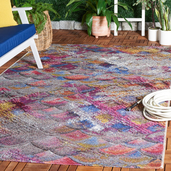 Safavieh Barbados 547 Power Loomed Indoor / Outdoor Rug Grey Purple / Blue Gold BAR547F-5