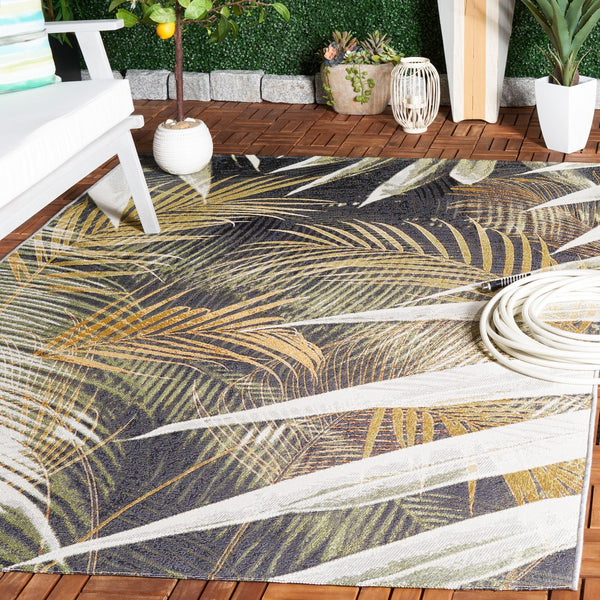 Safavieh Barbados 549 Power Loomed Indoor / Outdoor Rug Black Green / Gold BAR549Z-9