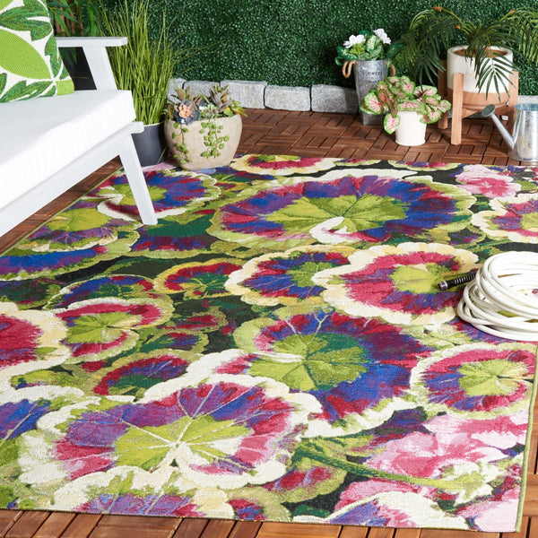 Safavieh Barbados 556 Power Loomed Indoor / Outdoor Rug Black Green / Purple BAR556Z-5