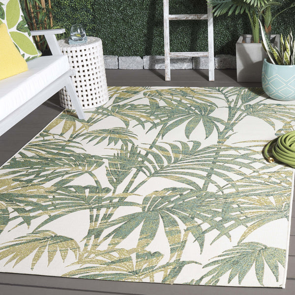 Safavieh Barbados Elegant Ivory And Green Area Rug – Durable Power Loomed Design For Stylish Home Decor Ivory ,Green 76% Polypropylene,23% Polyester 1% Backing Material Bar561a-4