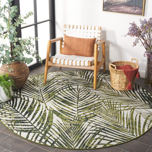 Safavieh Barbados Elegant Square Area Rug In Refreshing Ivory And Green For Luxurious Home Décor Enhancement Ivory ,Green 76% Polypropylene,23% Polyester 1% Backing Material Bar564a-28