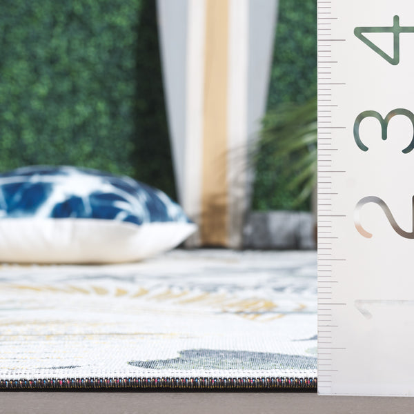 Safavieh Barbados Ionic Poly Rug - Luxurious Chic Design For Indoor & Outdoor Spaces With Durable Comfort Ivory ,Grey Green 76% Polypropylene,23% Polyester 1% Backing Material Bar565a-7sq