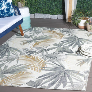 Safavieh Barbados Ionic Poly Rug - Luxurious Chic Design For Indoor & Outdoor Spaces With Durable Comfort Ivory ,Grey Green 76% Polypropylene,23% Polyester 1% Backing Material Bar565a-7sq