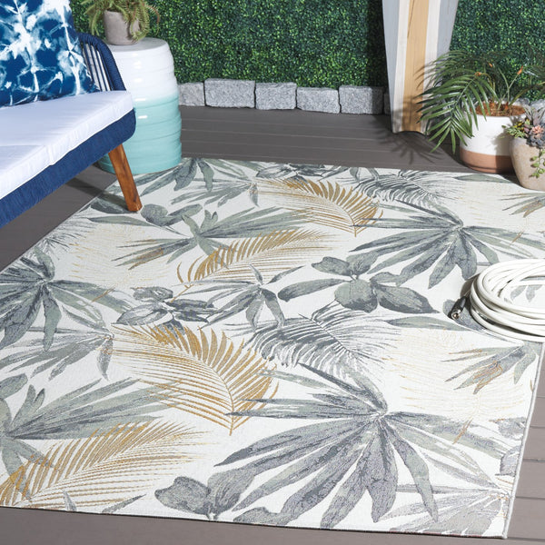 Safavieh Barbados Ionic Poly Rug - Luxurious Chic Design For Indoor & Outdoor Spaces With Durable Comfort Ivory ,Grey Green 76% Polypropylene,23% Polyester 1% Backing Material Bar565a-7sq