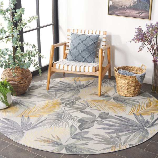 Safavieh Barbados Ionic Poly Rug - Luxurious Chic Design For Indoor & Outdoor Spaces With Durable Comfort Ivory ,Grey Green 76% Polypropylene,23% Polyester 1% Backing Material Bar565a-7sq