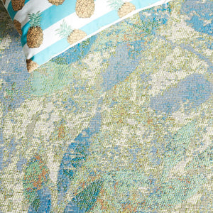 Safavieh Barbados Area Rug - Elegant Botanical Design In Blue And Ivory For Indoor & Outdoor Spaces Blue ,Ivory 76% Polypropylene,23% Polyester,1% Backing Material Bar594m-9