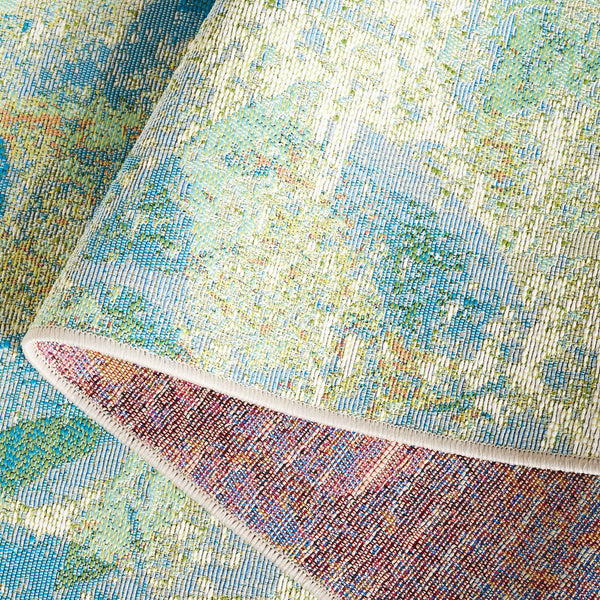 Safavieh Barbados Area Rug - Elegant Botanical Design In Blue And Ivory For Indoor & Outdoor Spaces Blue ,Ivory 76% Polypropylene,23% Polyester,1% Backing Material Bar594m-9