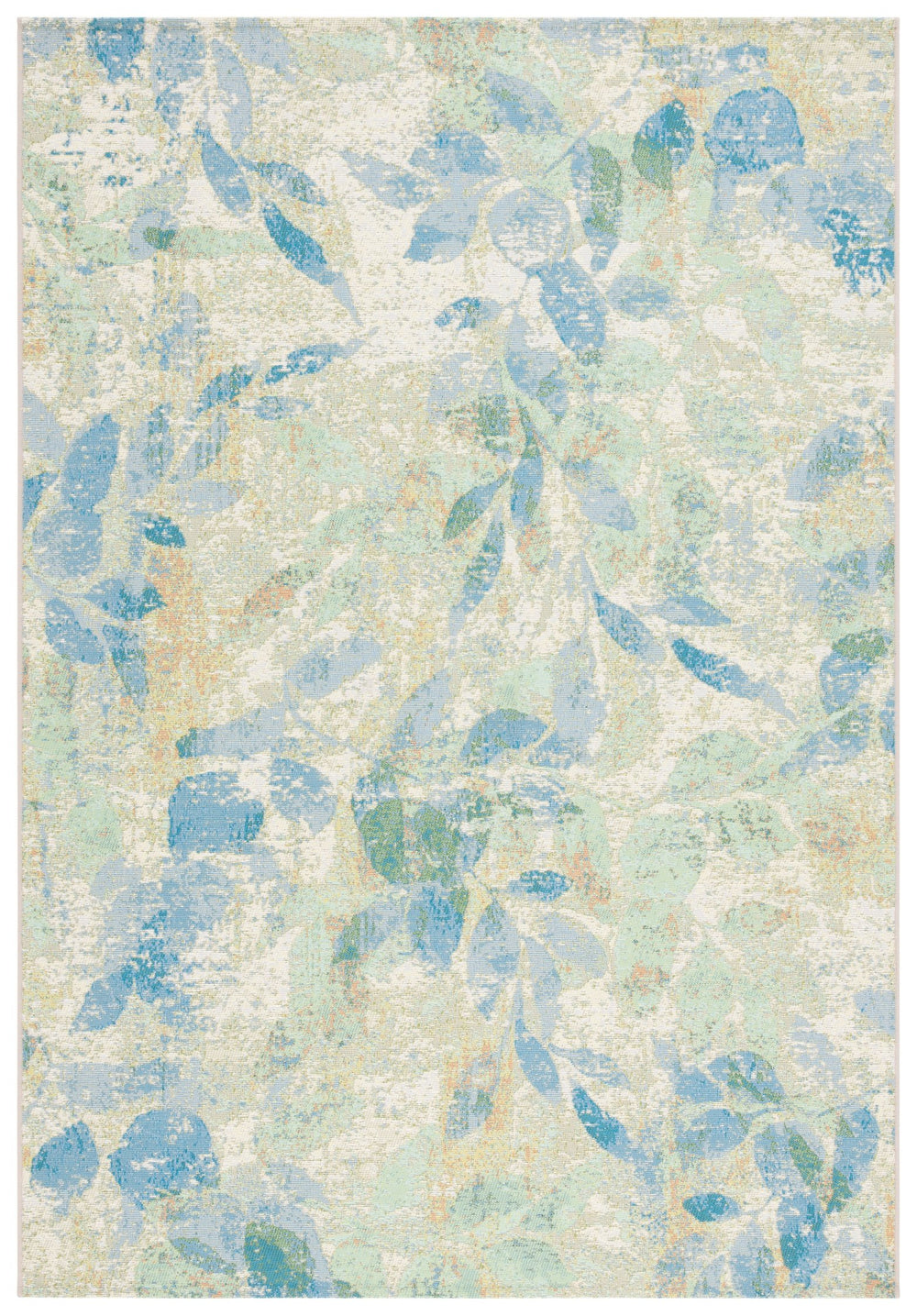 Safavieh Barbados Area Rug - Elegant Botanical Design In Blue And Ivory For Indoor & Outdoor Spaces Blue ,Ivory 76% Polypropylene,23% Polyester,1% Backing Material Bar594m-9
