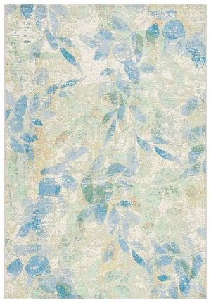 Safavieh Barbados Area Rug - Elegant Botanical Design In Blue And Ivory For Indoor & Outdoor Spaces Blue ,Ivory 76% Polypropylene,23% Polyester,1% Backing Material Bar594m-9