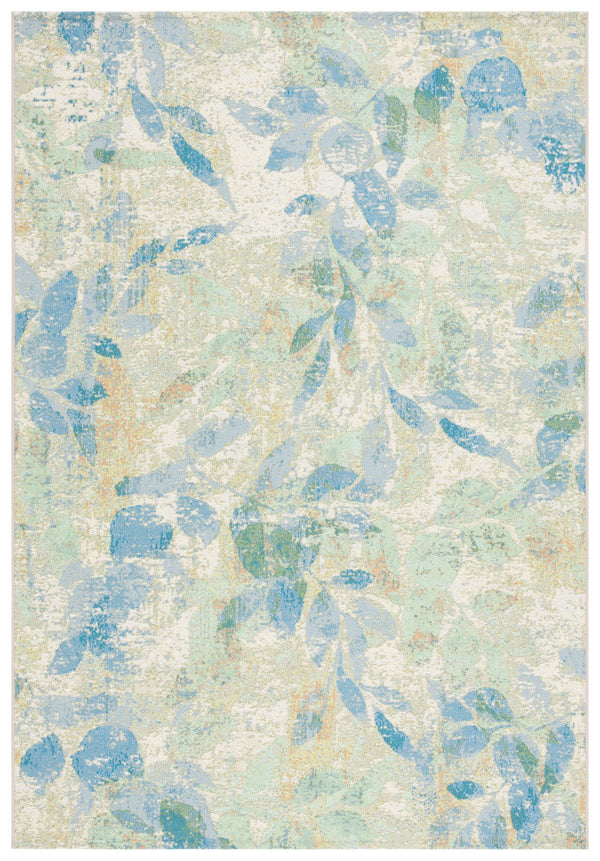 Safavieh Barbados Area Rug - Elegant Botanical Design In Blue And Ivory For Indoor & Outdoor Spaces Blue ,Ivory 76% Polypropylene,23% Polyester,1% Backing Material Bar594m-9