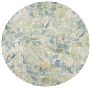 Safavieh Barbados Area Rug - Elegant Botanical Design In Blue And Ivory For Indoor & Outdoor Spaces Blue ,Ivory 76% Polypropylene,23% Polyester,1% Backing Material Bar594m-9