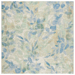 Safavieh Barbados Area Rug - Elegant Botanical Design In Blue And Ivory For Indoor & Outdoor Spaces Blue ,Ivory 76% Polypropylene,23% Polyester,1% Backing Material Bar594m-9