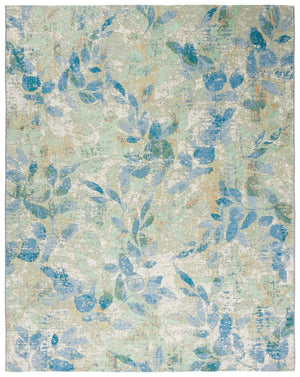 Safavieh Barbados Area Rug - Elegant Botanical Design In Blue And Ivory For Indoor & Outdoor Spaces Blue ,Ivory 76% Polypropylene,23% Polyester,1% Backing Material Bar594m-9
