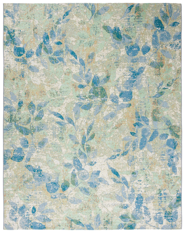 Safavieh Barbados Area Rug - Elegant Botanical Design In Blue And Ivory For Indoor & Outdoor Spaces Blue ,Ivory 76% Polypropylene,23% Polyester,1% Backing Material Bar594m-9